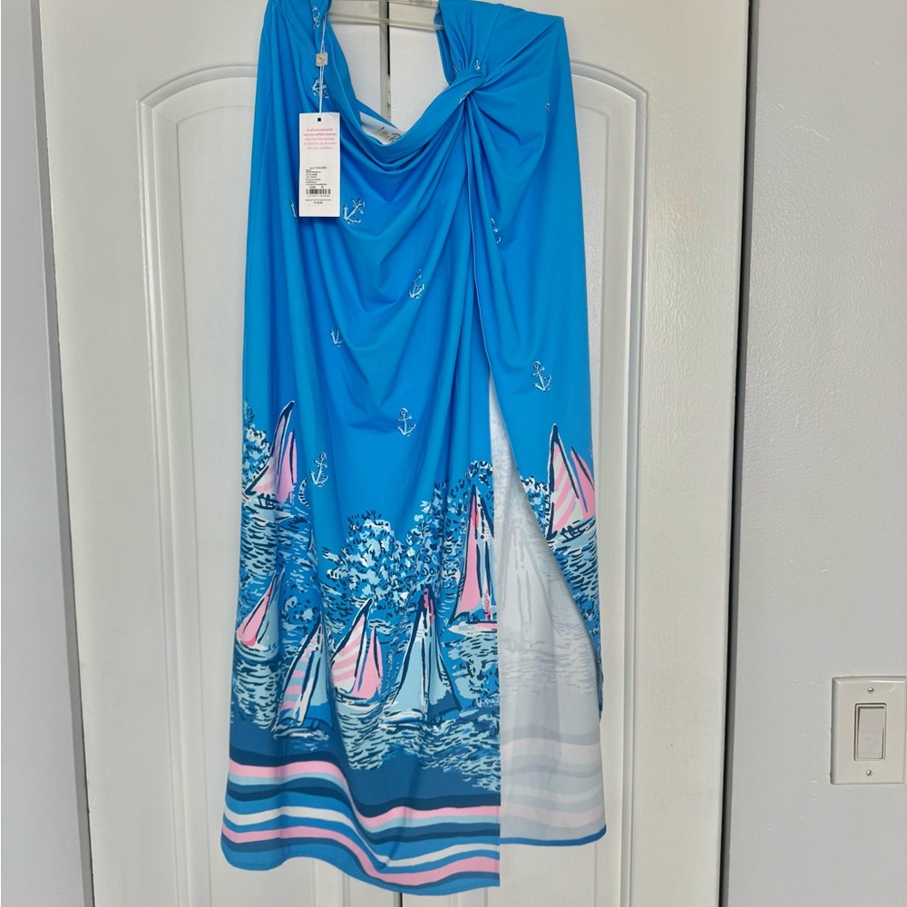 NWT LILLY PULITZER LEEVY SARONG SWIM COVERUP LUNAR BLUE SIZE XL - Picture 8 of 10